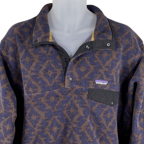 Patagonia Synchilla Mens M Aztec Snap Fleece Pullover Oversized Southwest Jacket - Picture 8 of 16